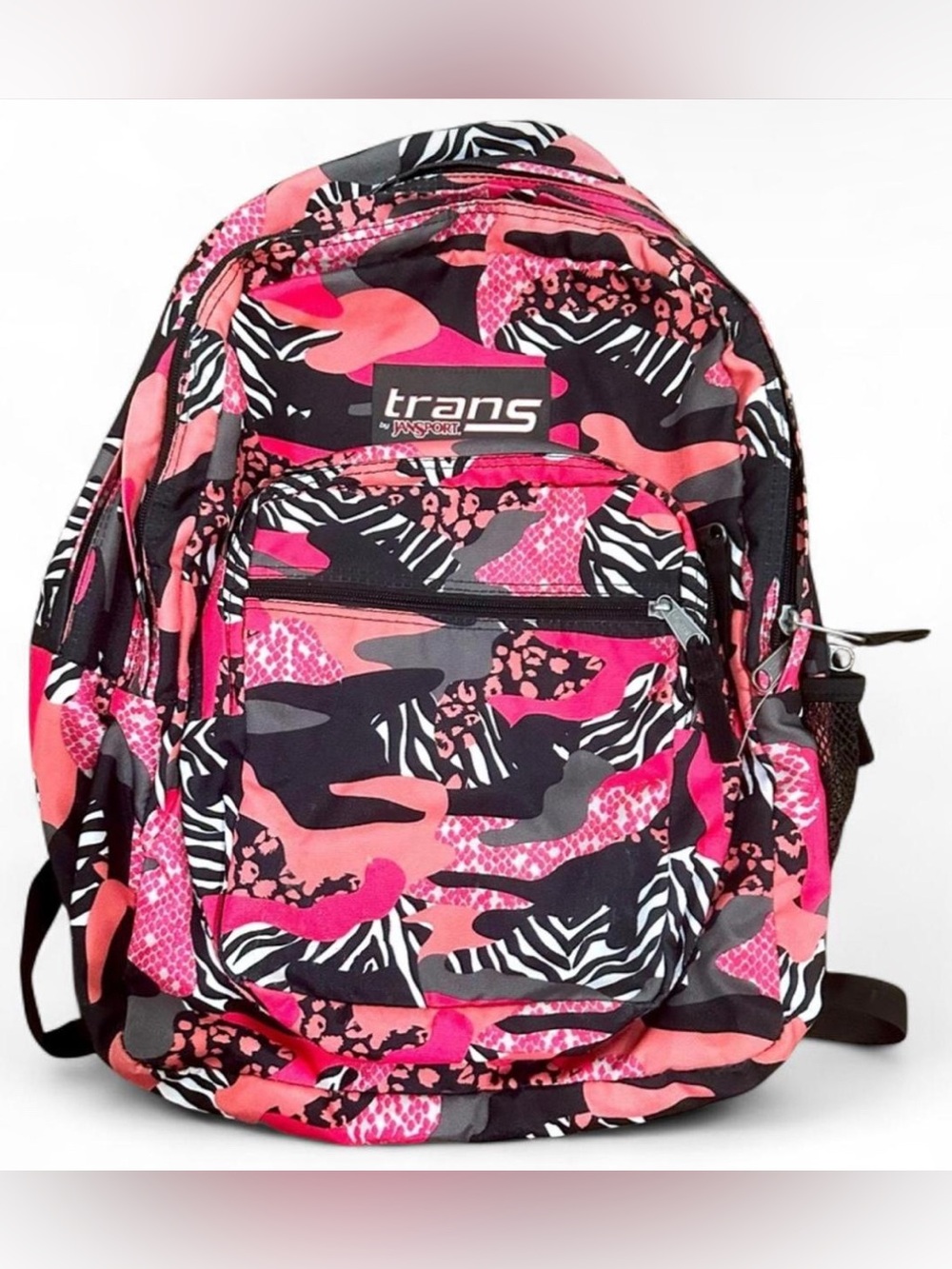 Trans by JanSport Backpack Pink Zebra Leopard Animal Print Y2K TC300413